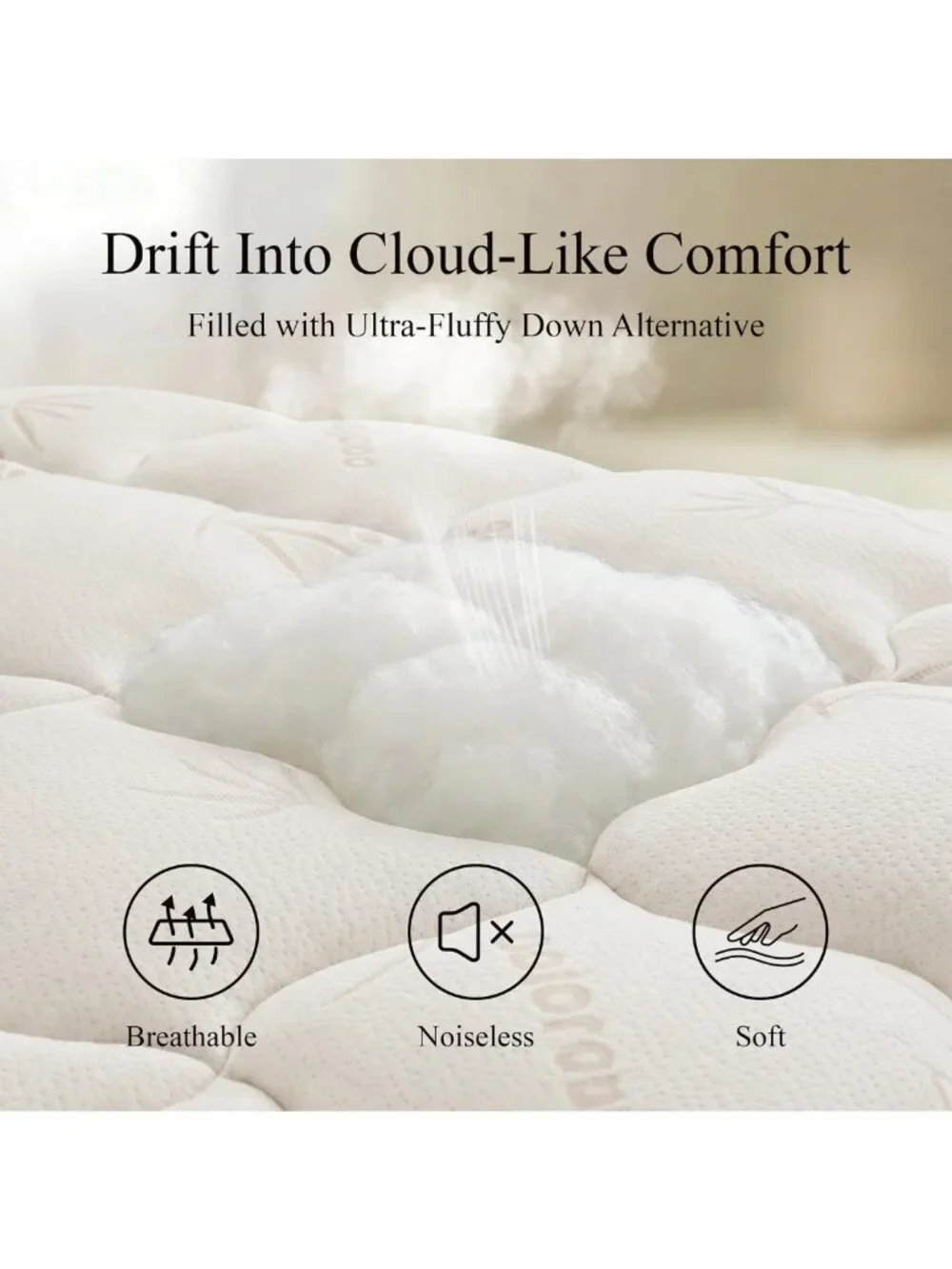 Cooling Twin Size Mattress Topper, Soft Bamboo Viscose for Hot Sleepers